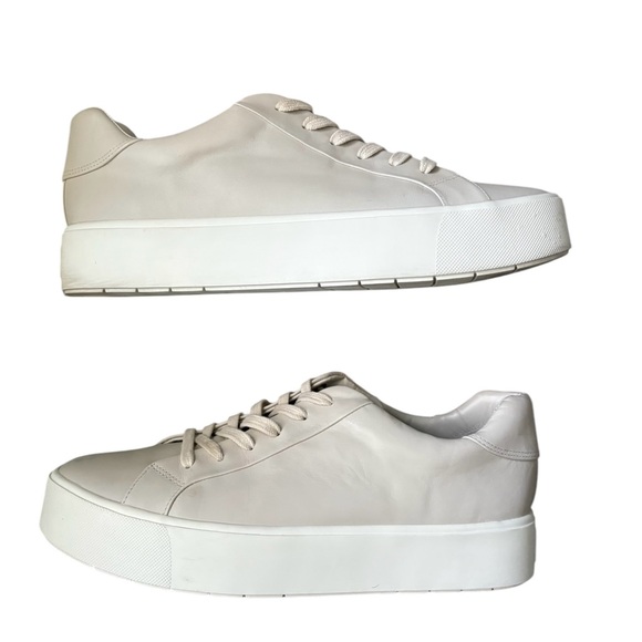 Vince Benfield Leather Platform Sneakers Off White Size 10